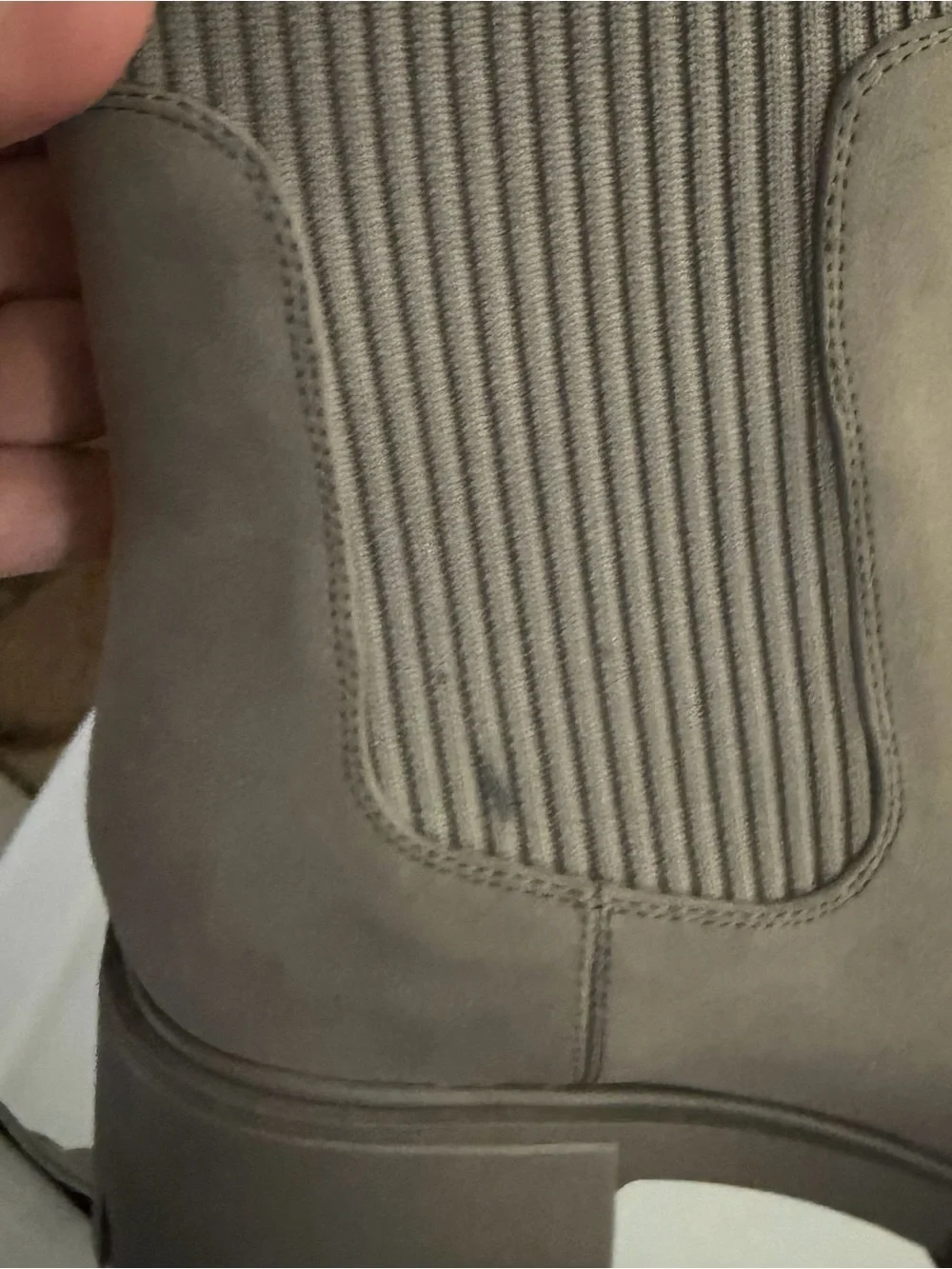 Ribbed Chelsea Ankle Boots in Taupe| size 10